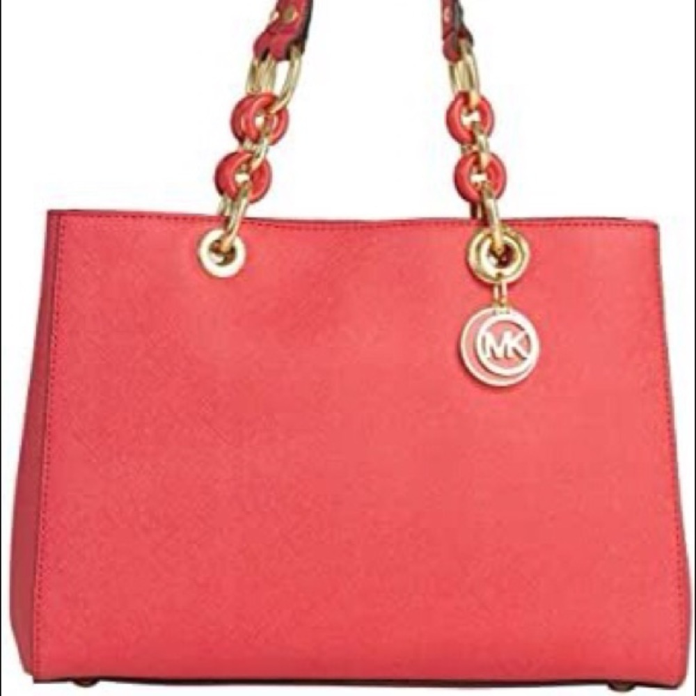 Michael Kors Cynthia Safiano Satchel in Watermelon